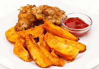 Крылышки куриные с картофелем по-деревенски и кетчупом 310 г